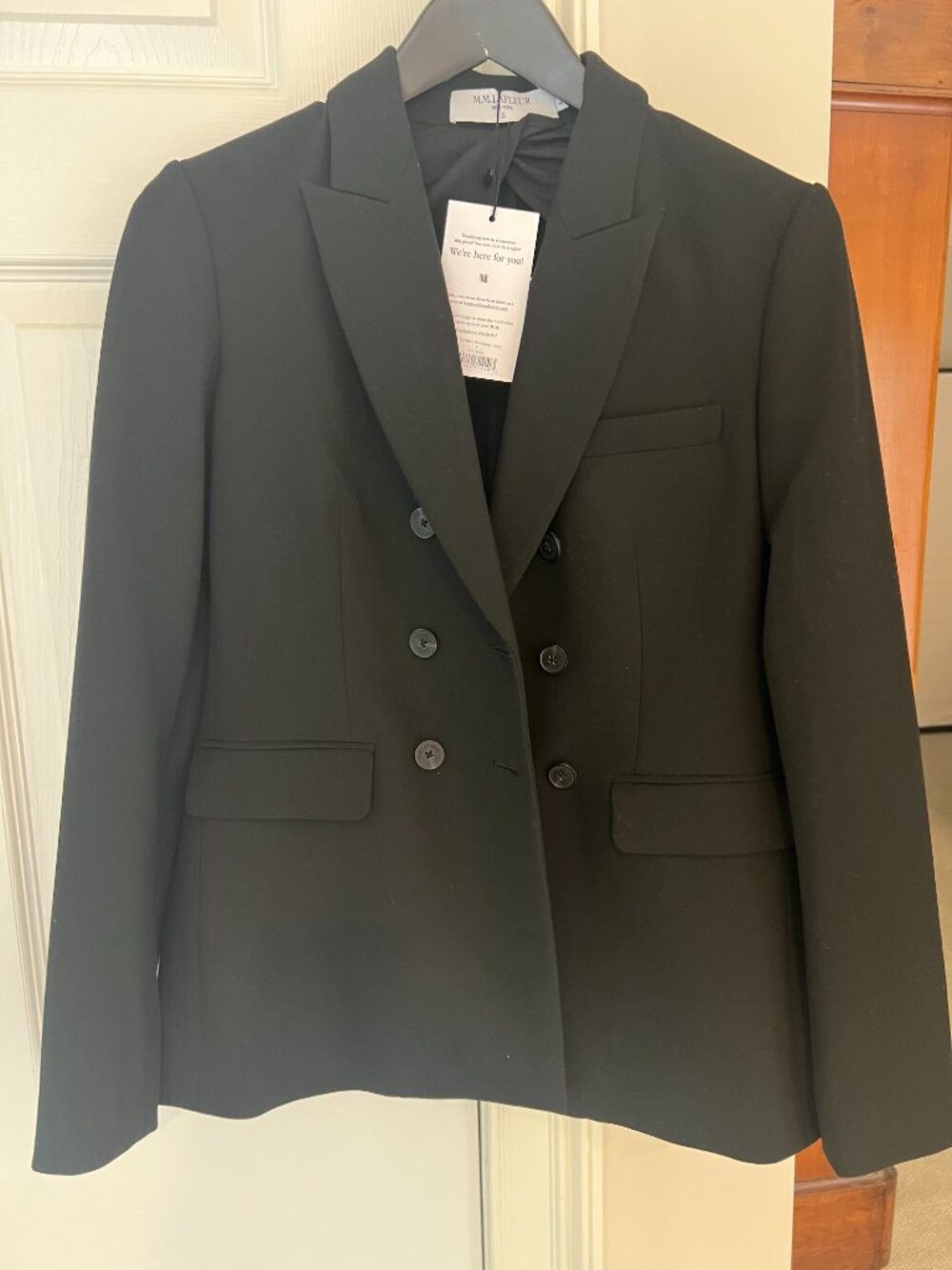 NWT M.M. La Fleur Kati Flex Suiting Double Breasted Blazer Black 0